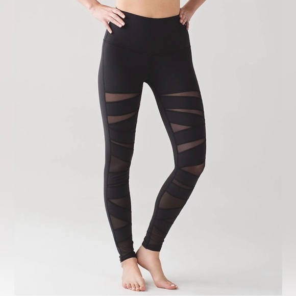 Lululemon Wunder Under Tech Mesh Black Leggings - Picture 1 of 5